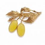 Brosa Argint Placat cu Aur și Chihlimbar Yellow Oak