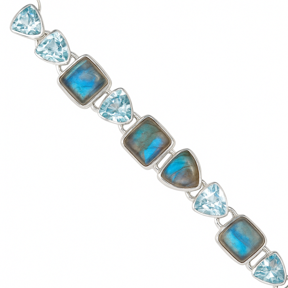 Brățară Argint Labradorit și Blue Topaz