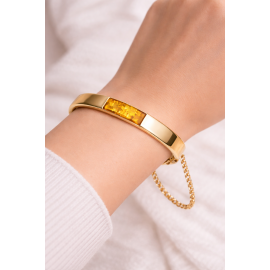Brățară Argint Placat cu Aur și Chihlimbar Lemon Luxe