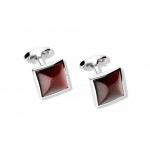 Butoni Argint Chihlimbar Cherry Amber