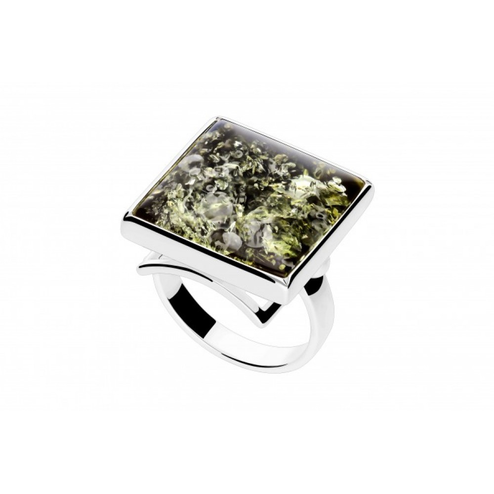 Inel Argint Chihlimbar Verde Lola