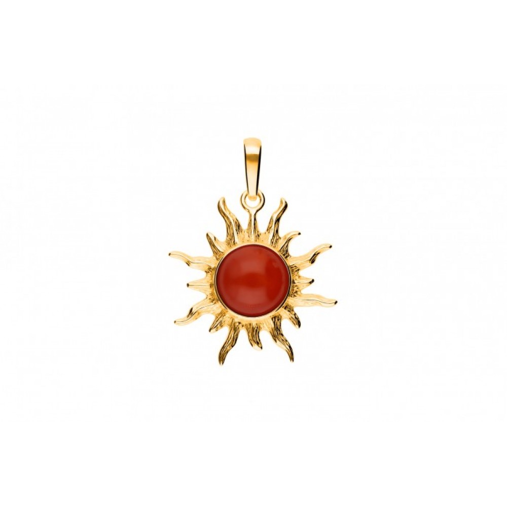 Pandantiv Argint Placat cu Aur Chihlimbar Cherry Soare