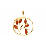 Pandantiv Argint Placat cu Aur Chihlimbar Cherry Tree of Life
