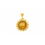 Pandantiv Argint Placat cu Aur Chihlimbar Clasic Sun