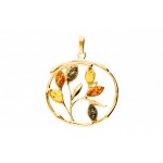 Pandantiv Argint Placat cu Aur Chihlimbar Mix Tree of Life
