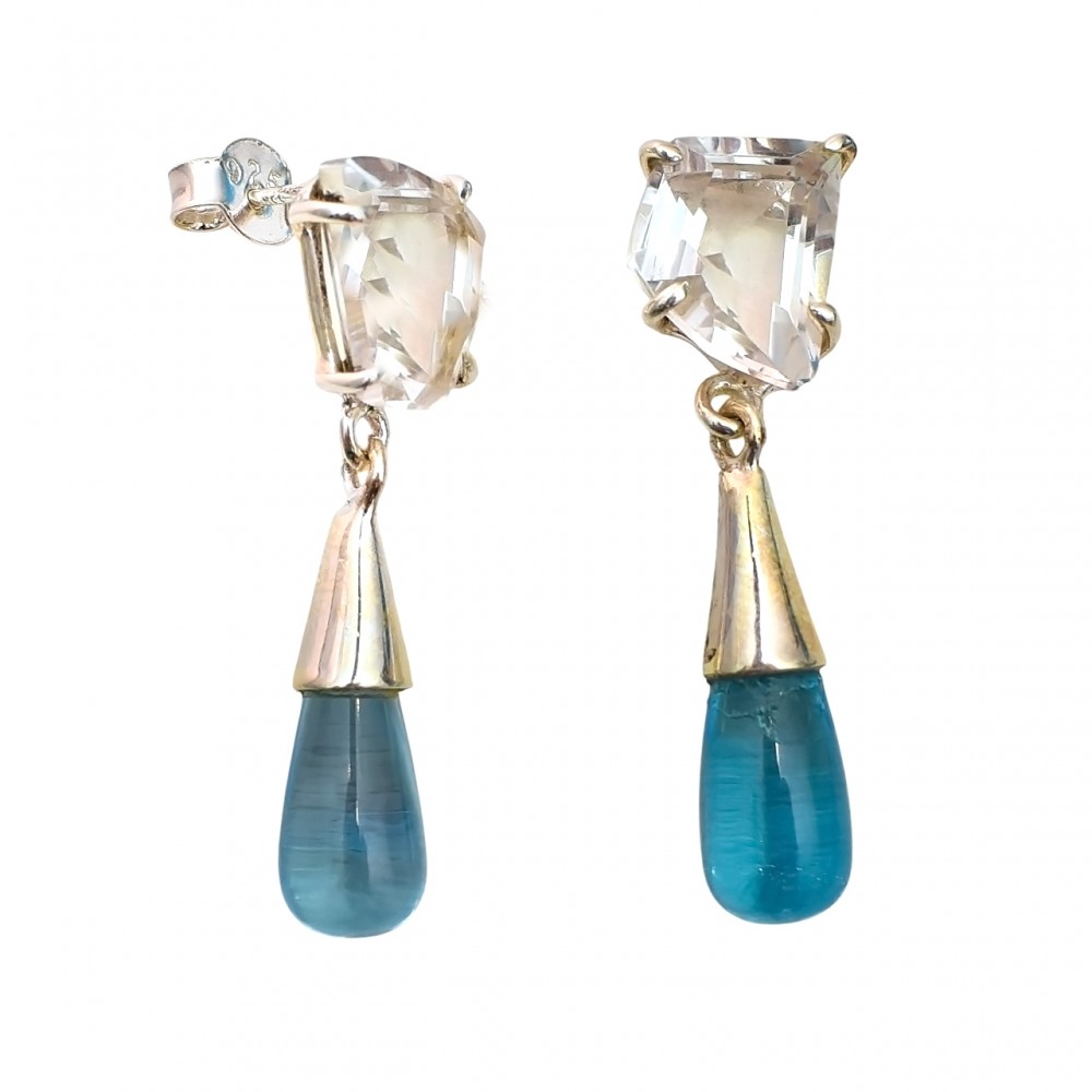 Cercei Argint Blue Topaz Cuart de Stanca Milano