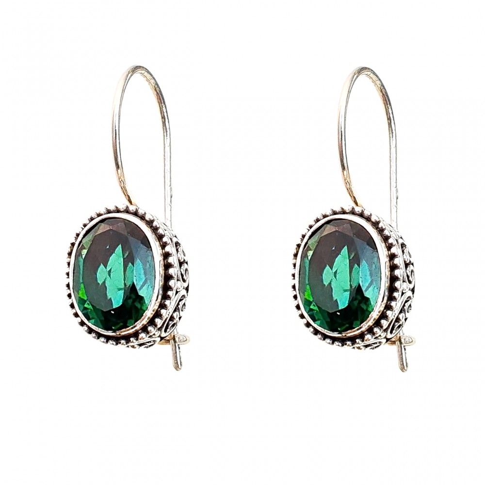 Cercei Argint Topaz Verde Anomi