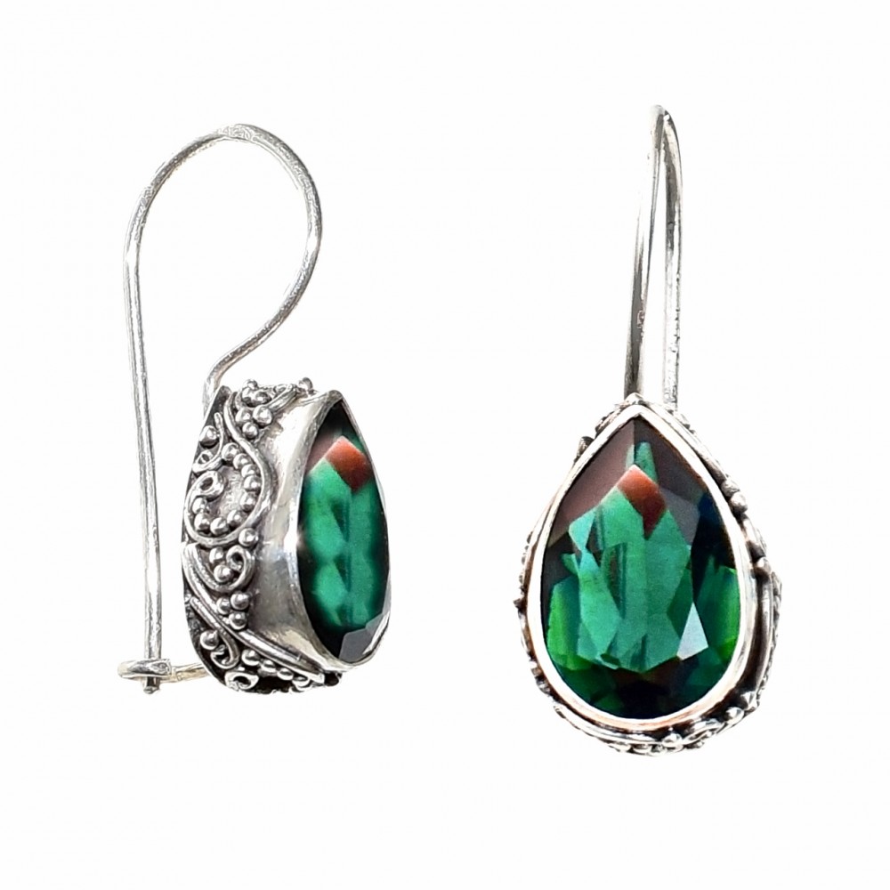 Cercei Argint Topaz Verde Kendra