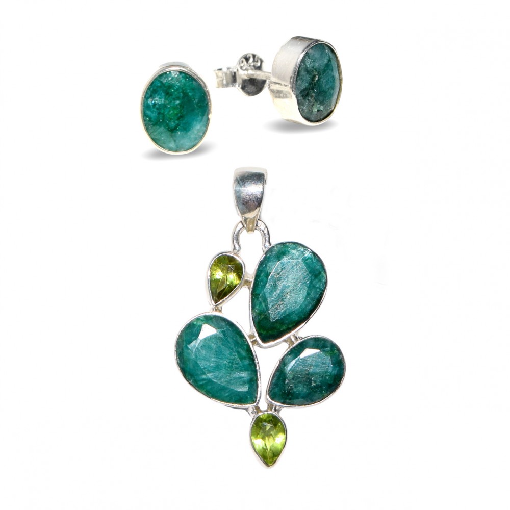 Set Argint Smarald și Peridot Lush