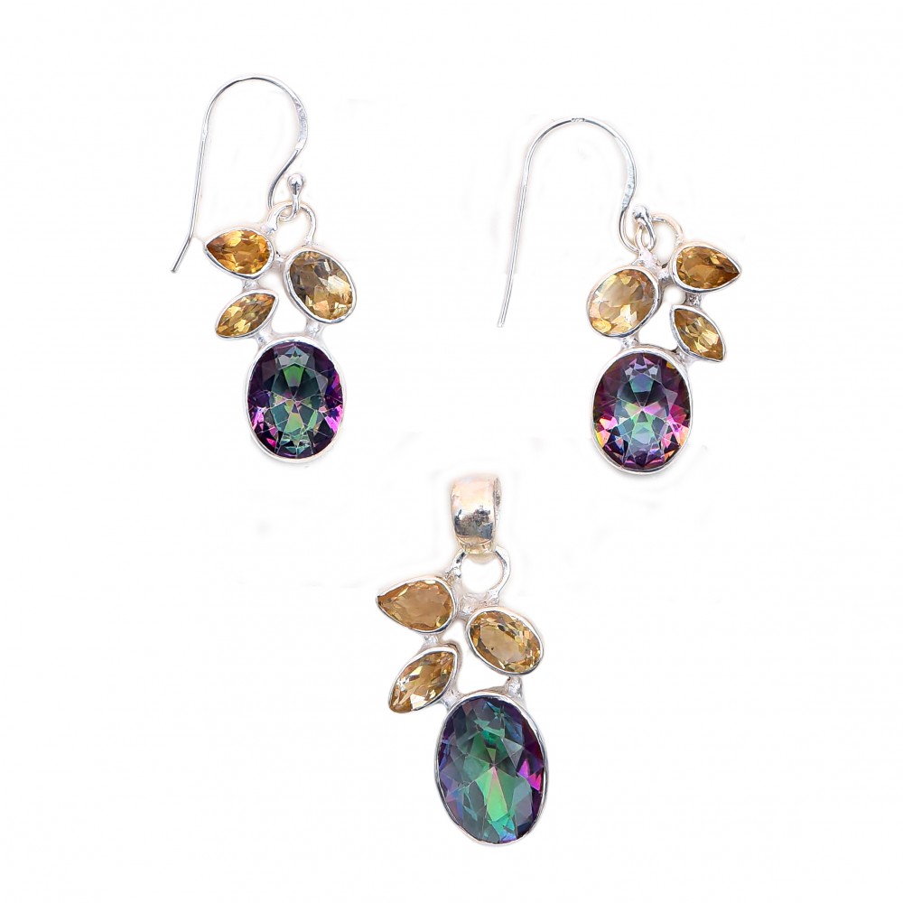 Set Argint Topaz Mistic și Citrin Jena