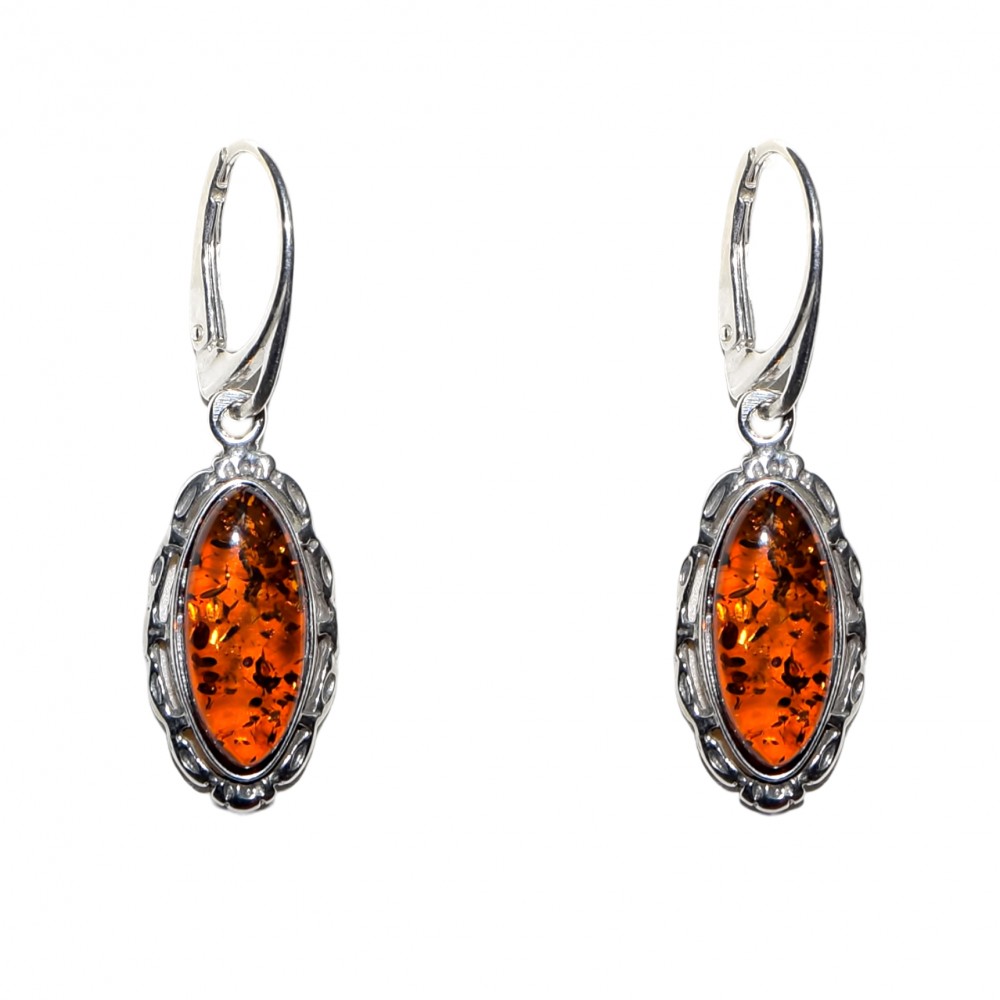 Cercei Argint Chihlimbar Cognac Princess