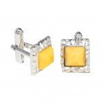 Butoni Argint Chihlimbar Natural Hermes