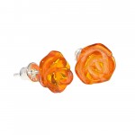 Cercei Argint Chihlimbar Orange Rose