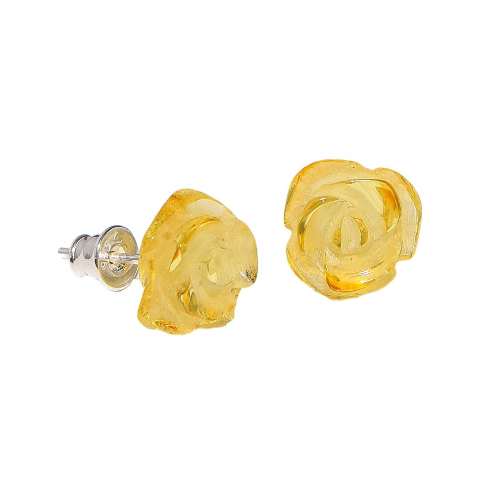 Cercei Argint Chihlimbar Yellow Rose