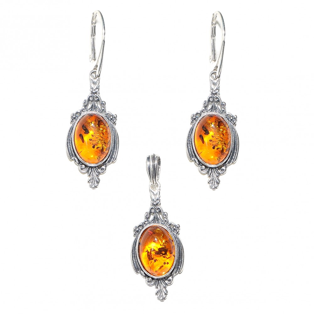 Set Argint Chihlimbar Cognac Corina