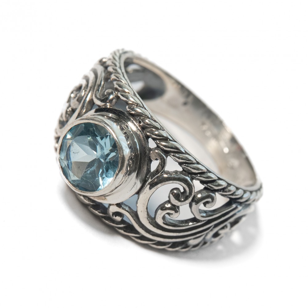 Inel Argint Blue Topaz Bali