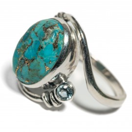 Inel Argint Turcoaz și Blue Topaz Leila