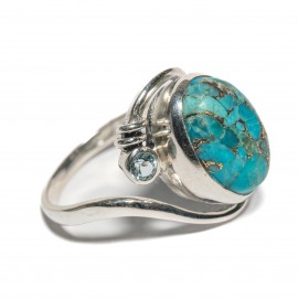 Inel Argint Turcoaz și Blue Topaz Leila