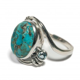 Inel Argint Turcoaz și Blue Topaz Leila