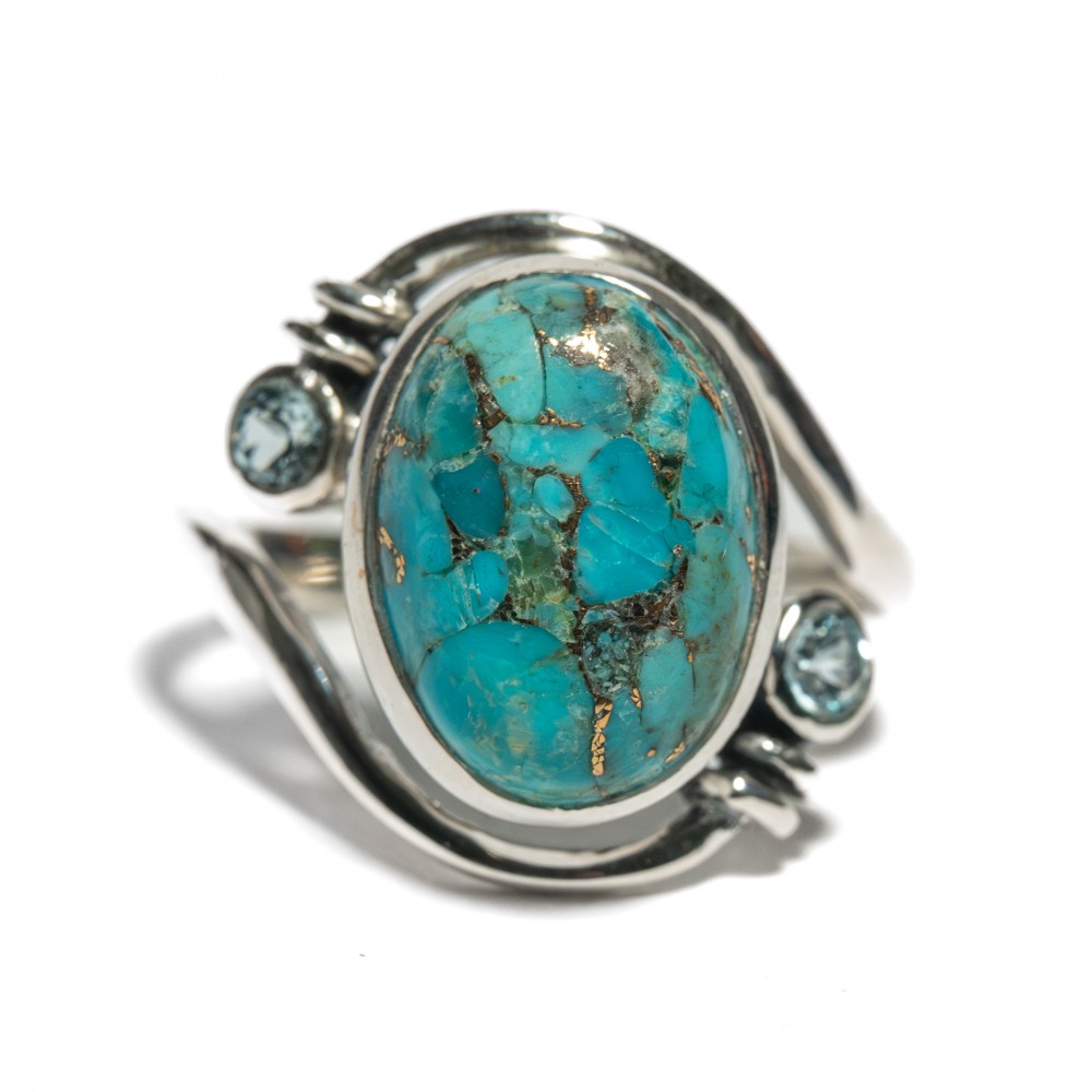 Inel Argint Turcoaz și Blue Topaz Leila