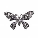Broșă-Pandantiv din Argint cu Marcasite în Formă de Fluture în Zbor 
