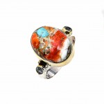 Inel Argint Oyster Turquoise și Blue Topaz