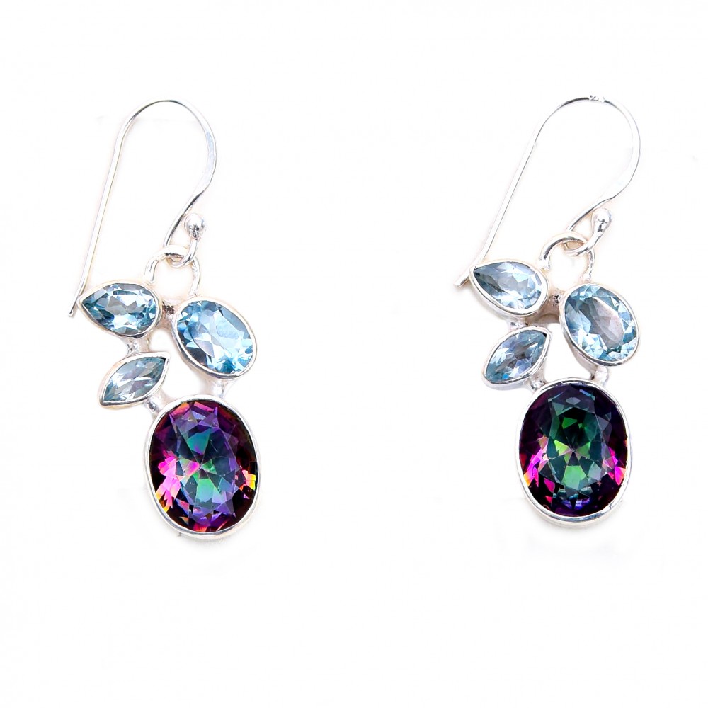 Cercei Argint Blue si Mistic Topaz