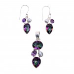 Set Argint Topaz Mistic Ametist și Perluță
