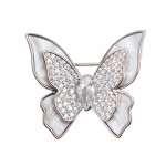 Brosa Argint Zirconii, Sidef și Perlă Butterfly