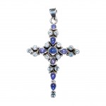 Pandantiv Argint Cruce Tanzanit si Blue Topaz