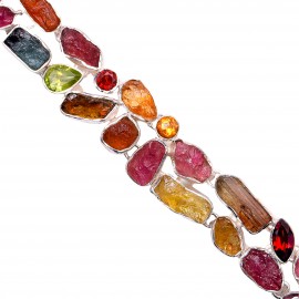 Bratara Argint Turmaline Multicolore 7 Chakre