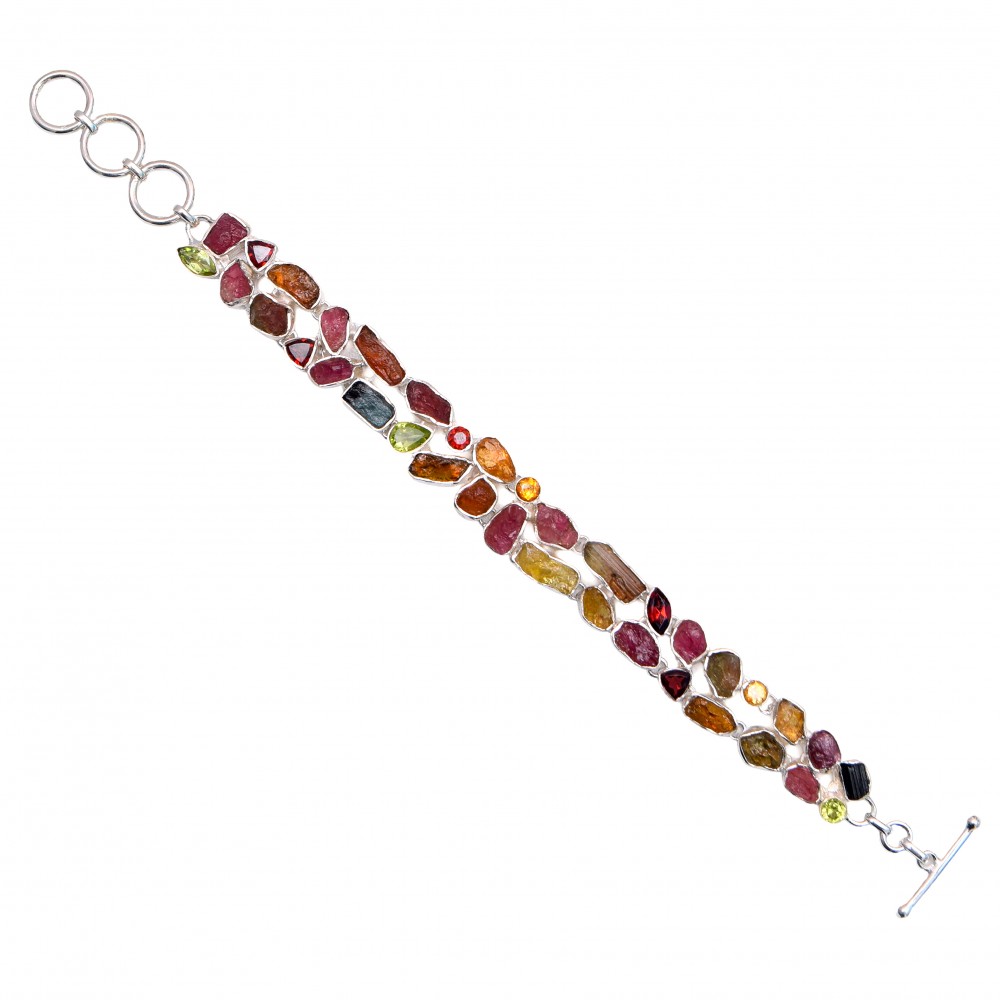 Bratara Argint Turmaline Multicolore 7 Chakre