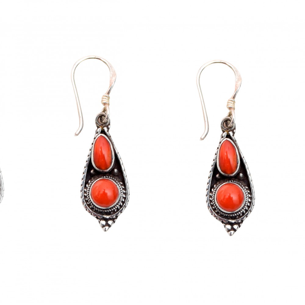 Cercei Argint Coral Mer Rouge