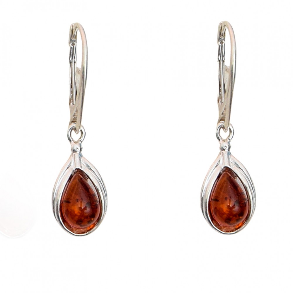 Cercei Argint Chihlimbar Cognac Drops