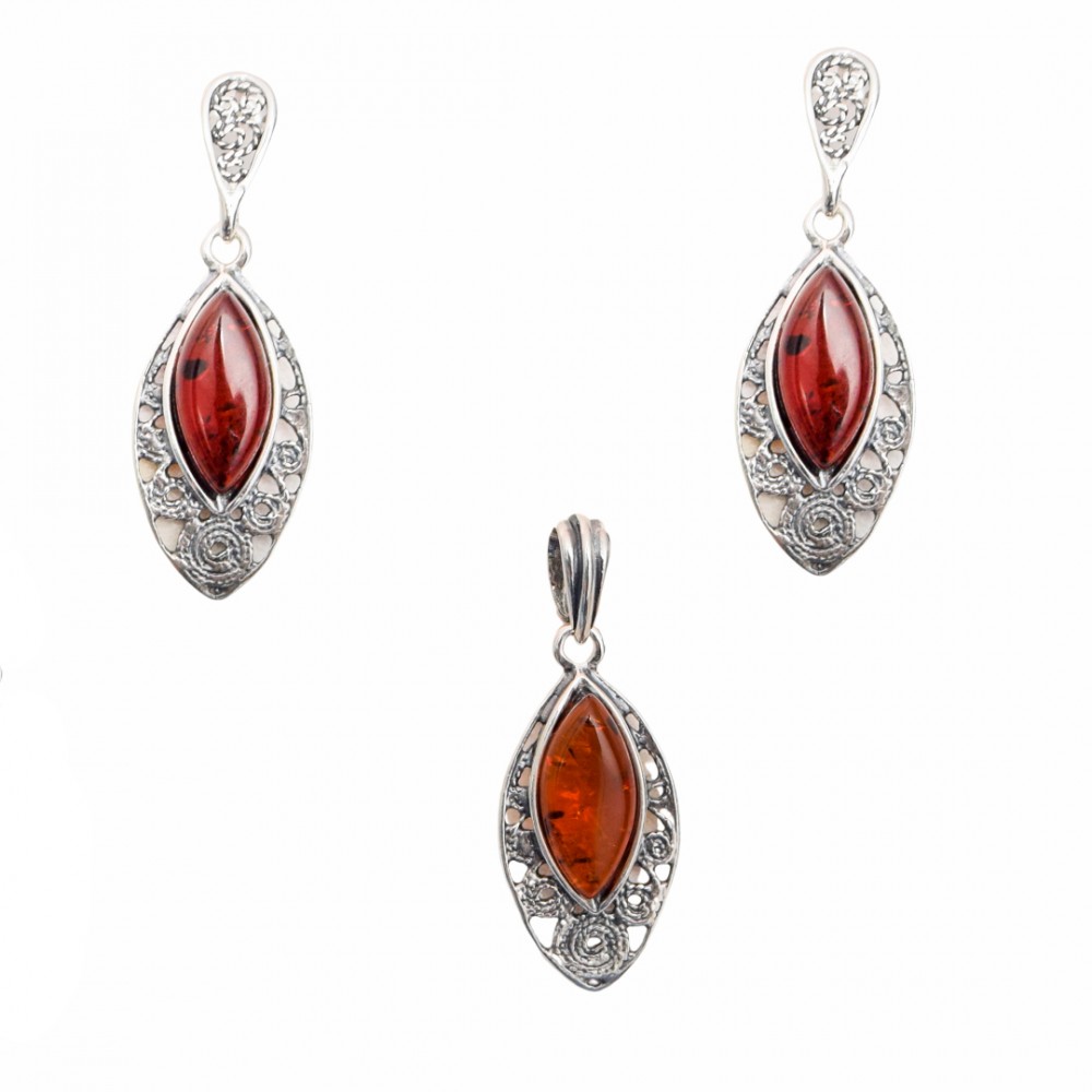 Set Argint Chihlimbar Cognac Goddess