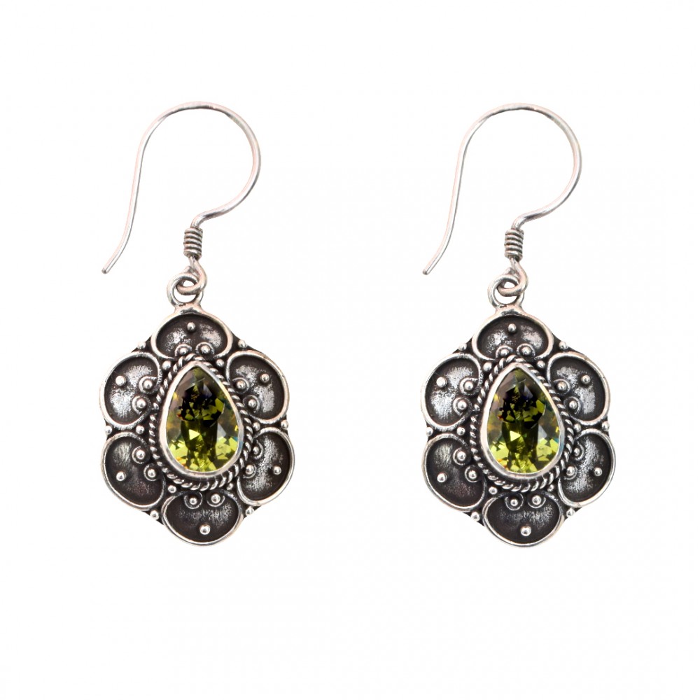 Cercei Argint Peridot Abundance