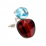 Inel Argint Chihlimbar Cherry și Blue Topaz Diana