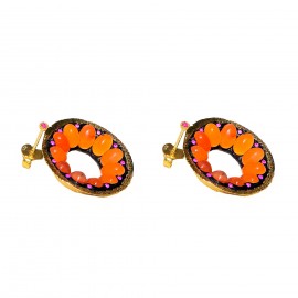 Cercei Argint Placat cu Aur 18K Carneol Orange Summer