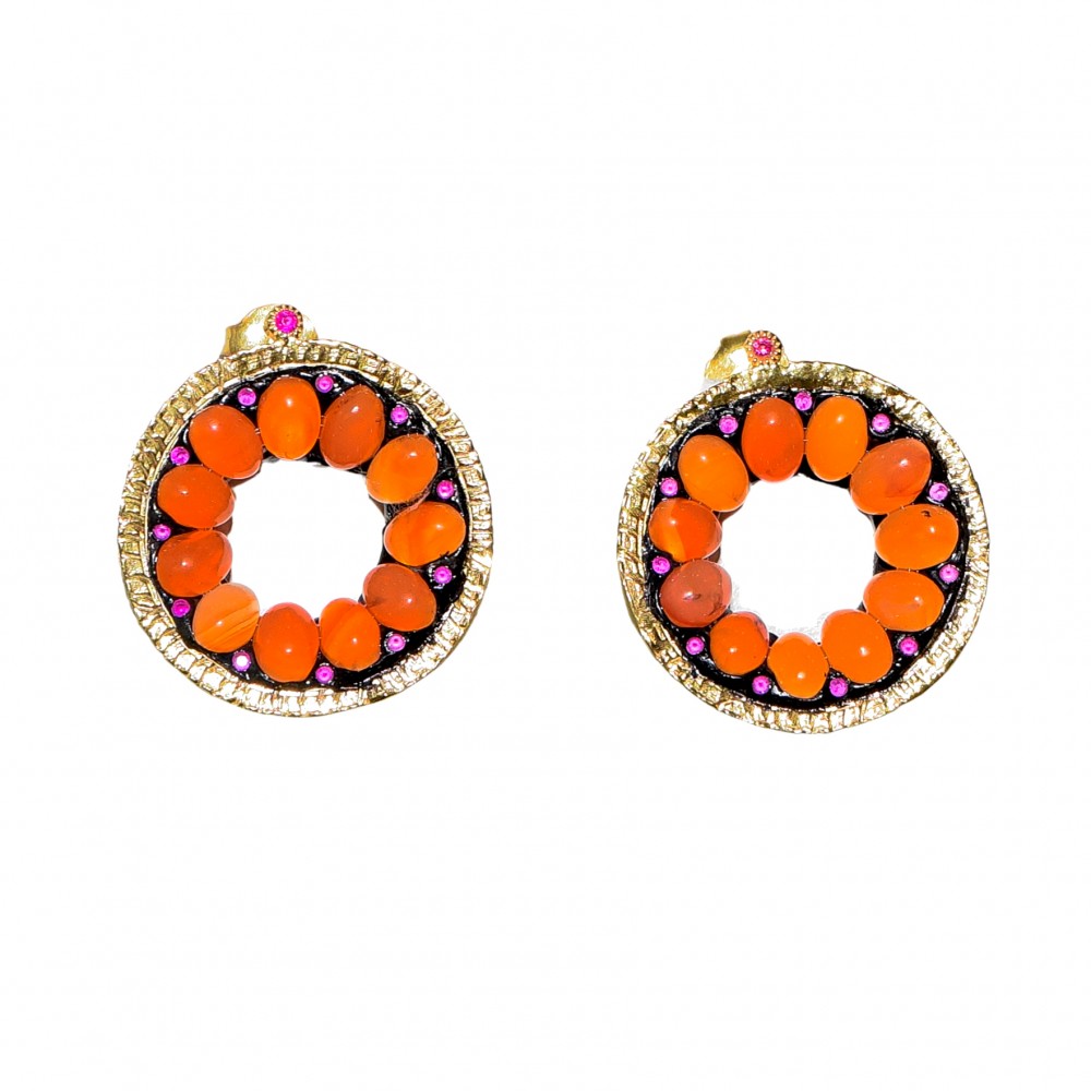Cercei Argint Placat cu Aur 18K Carneol Orange Summer
