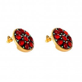 Cercei Argint Placat cu Aur 18K Granate Passion
