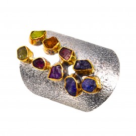 Inel Argint Turmaline Multicolore Rainbow