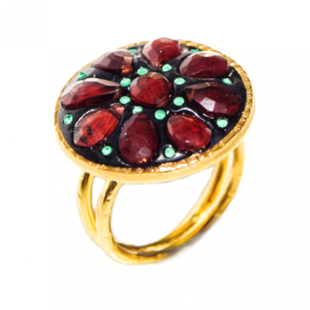 Inel Argint Placat cu Aur 18K Granate Passion