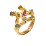 Inel Argint Placat cu Aur 18K Turmaline Multicolore Naturals