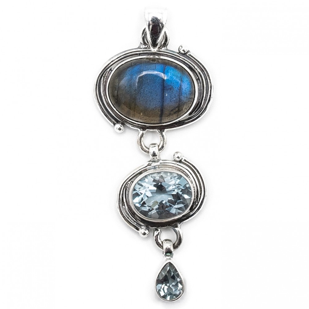 Pandantiv Argint Labradorit Blue Topaz Bea