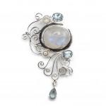 Pandantiv Argint Piatra Lunii Blue Topaz si Perla Diva