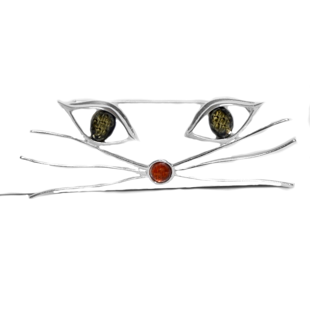 Brosa Argint Chihlimbar Cheshire Cat