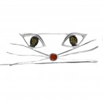 Brosa Argint Chihlimbar Cheshire Cat