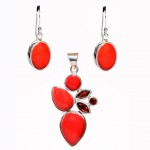 Set Bijuterii Argint Coral si Granat Grace