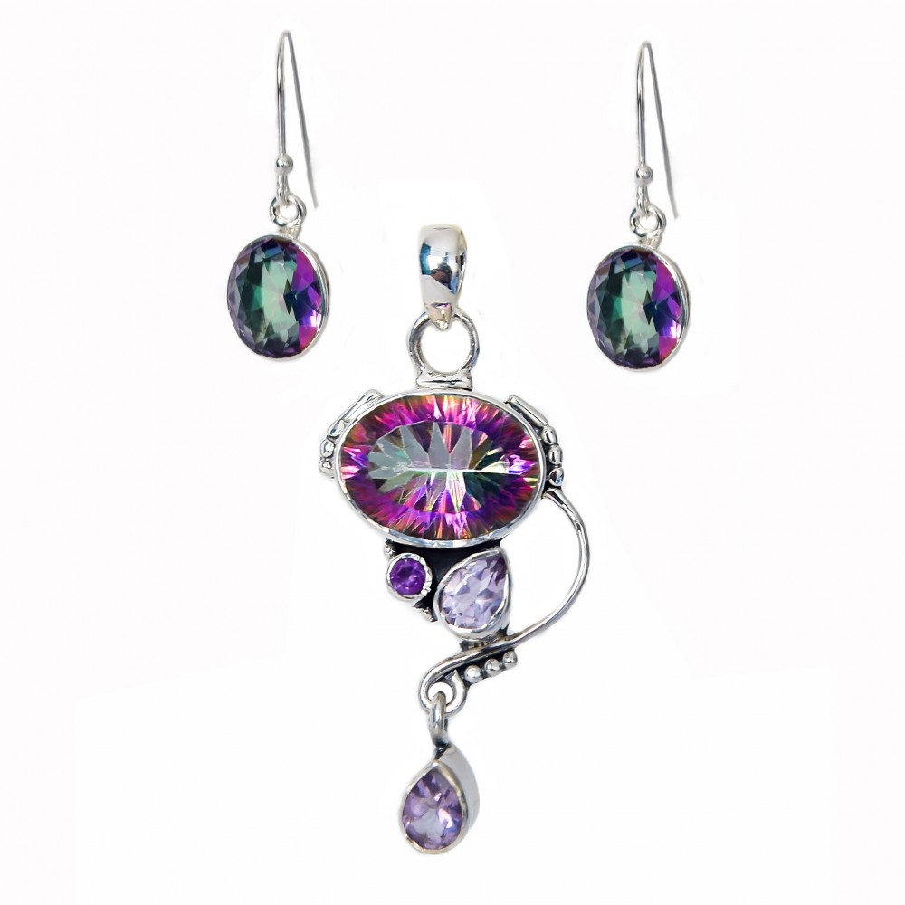 Set Argint Topaz Mistic si Ametist Serenity