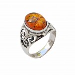 Inel Argint Chihlimbar Cognac Amber